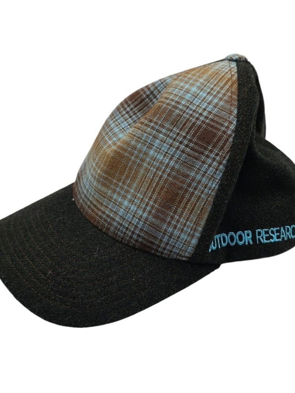 Outdoor Research Cayote plaid snapback unisex cap hat gray blue Wool Blend